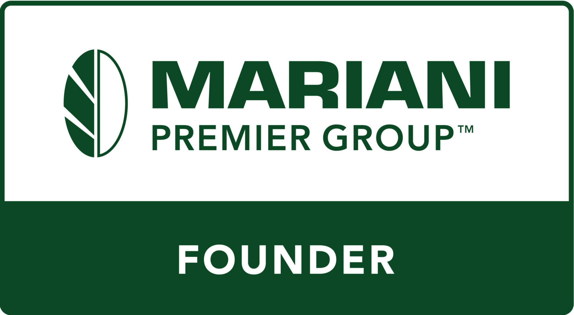 The image features a logo with the text "MARIANI PREMIER GROUP" and a green leaf graphic, set against a white and green background, with "FOUNDER" below.